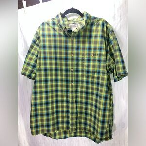 Duluth Trading Co Men's XL 100% cotton BBQ Relaxed Fit Short Sleeve Plaid shirt